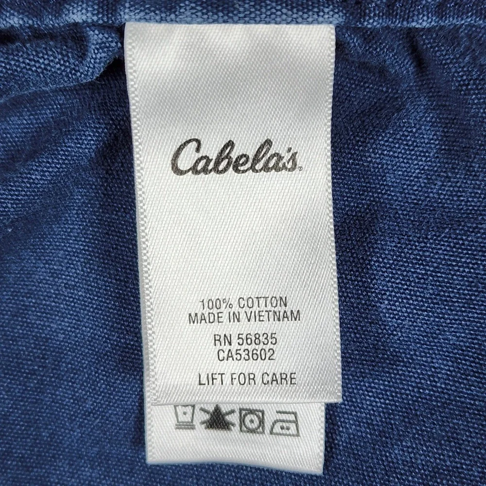 Cabelas Cargo Shorts Mens 46 Navy Blue Canvas Elastic Waist Utility Good